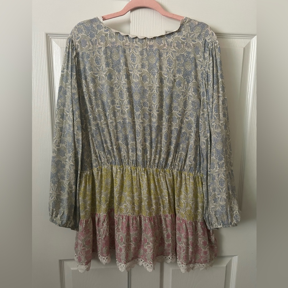 Cato Floral Patchwork V-Neck Crossover Blouse In … - image 4